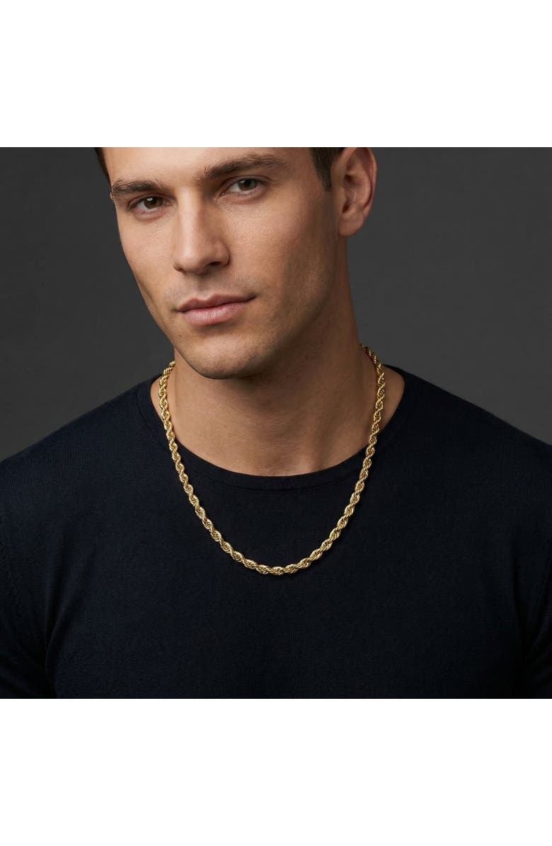 Bliss Diamond Yellow 14KT Gold Filled Men's 4.2mm Rope Chain Necklace, Alternate, color, 14K Yellow Gold