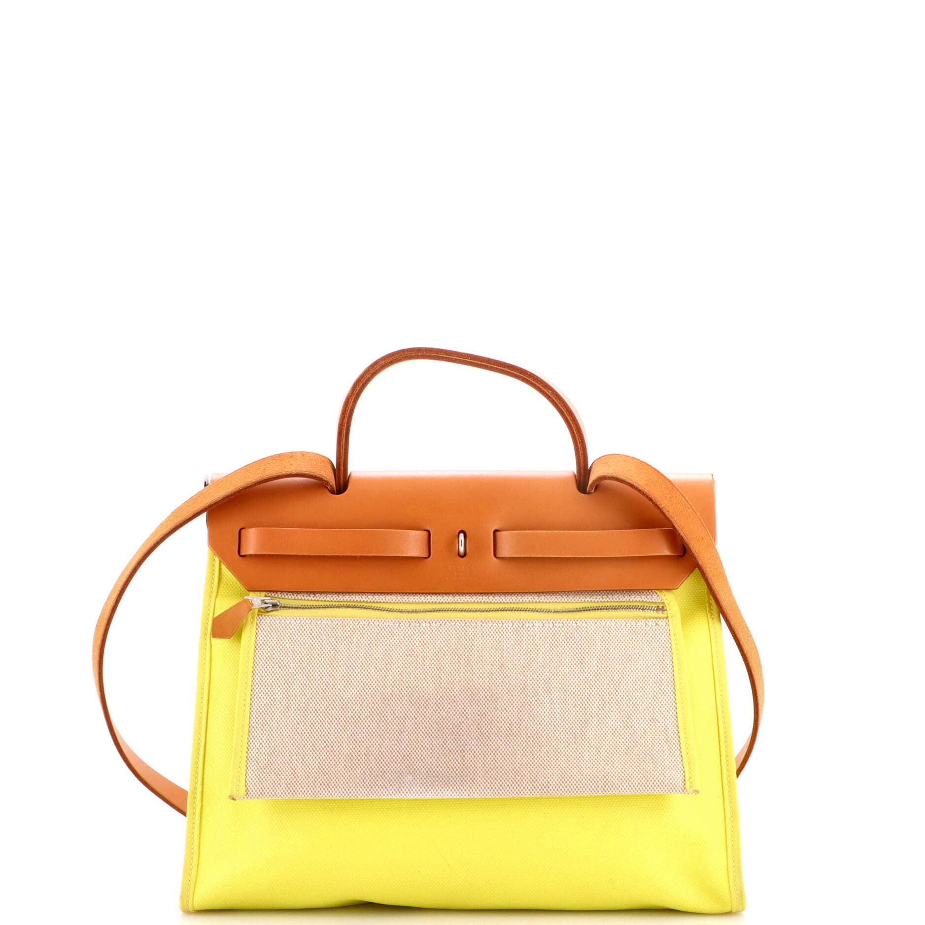 Pre-Owned Hermes Herbag Zip Berline Vache Canvas and Leather 31, Alternate, color, Lime