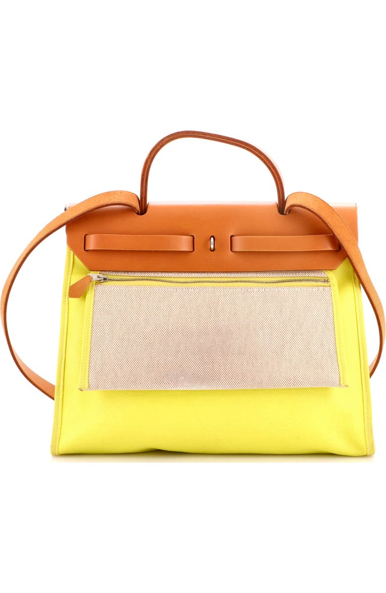 Pre-Owned Hermes Herbag Zip Berline Vache Canvas and Leather 31, Alternate, color, Lime