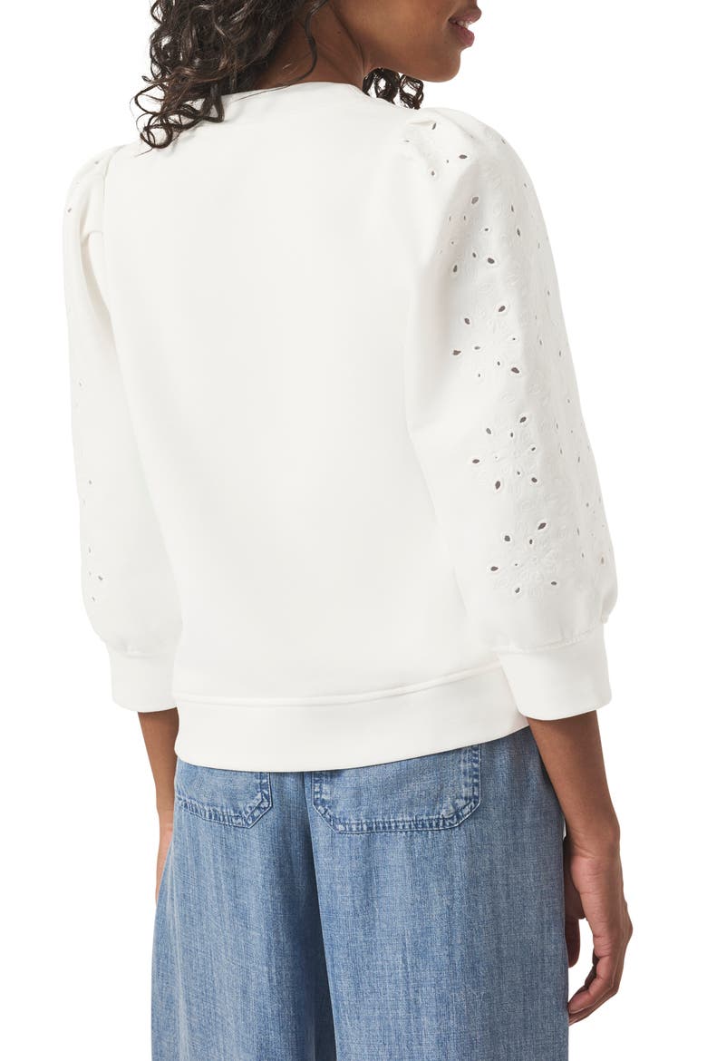 Rory Embroidered Eyelet Sleeve Sweatshirt, Alternate, color, MOONSTONE
