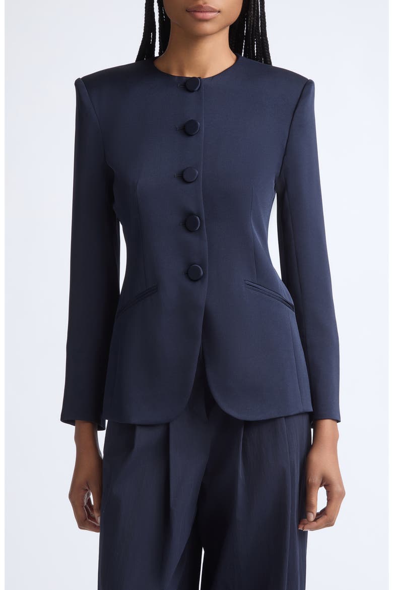 Wryllen Collarless Jacket, Main, color, NAVY