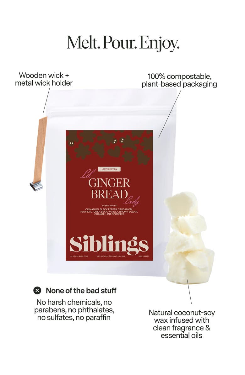 SIBLINGS Lil Gingerbread Lady Candle Refill, Alternate, color, White