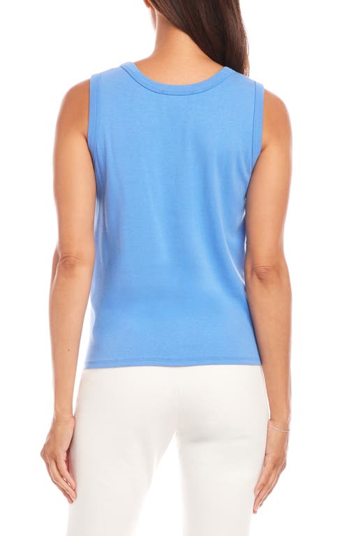 Karen Kane Tie Front Tank Top In Dusty Blue