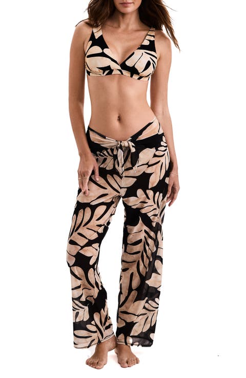 Riley Tie Front Stretch Mesh Cover-Up Pants