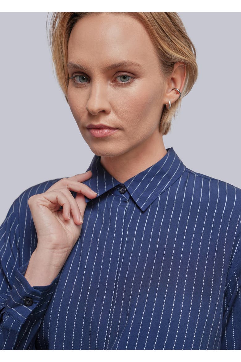 The Empower Long Sleeve Button Up, Alternate, color, PINSTRIPE NAVY/OAT