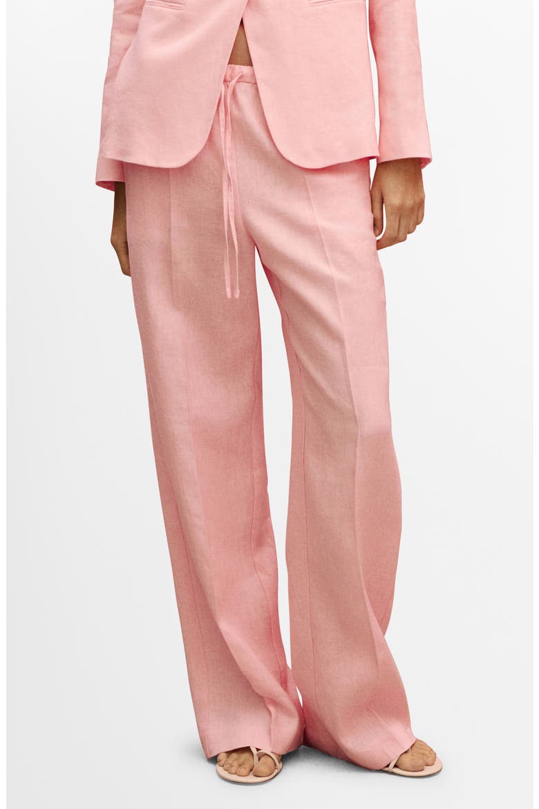 Tie Waist Wide Leg Linen Pants, Main, color, LIGHT PINK