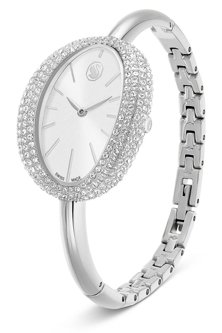 Imber Oval Bangle Bracelet Watch, 35mm x 28mm, Alternate, color, SILVER
