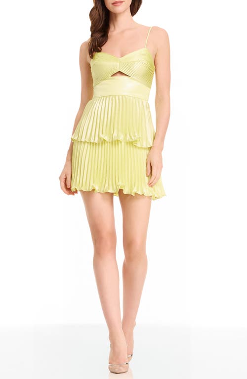 Dress the Population Jianna Pleat Minidress in Celery Juice 