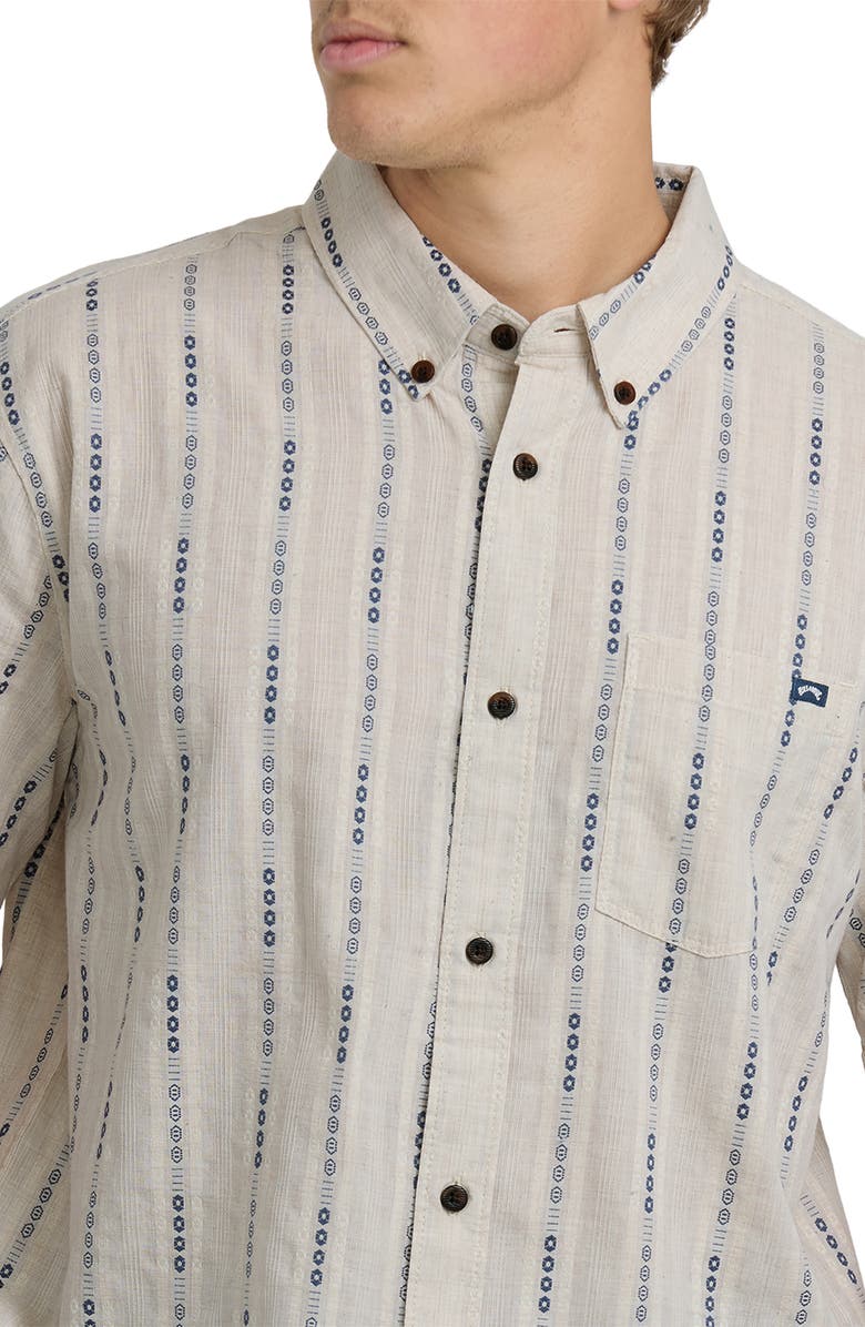Billabong All Day Jacquard Short Sleeve Button-Down Shirt, Alternate, color, Stone