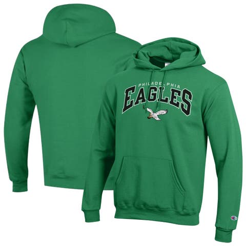Men's Champion Kelly Green Philadelphia Eagles Powerblend Arch over Logo Hoodie