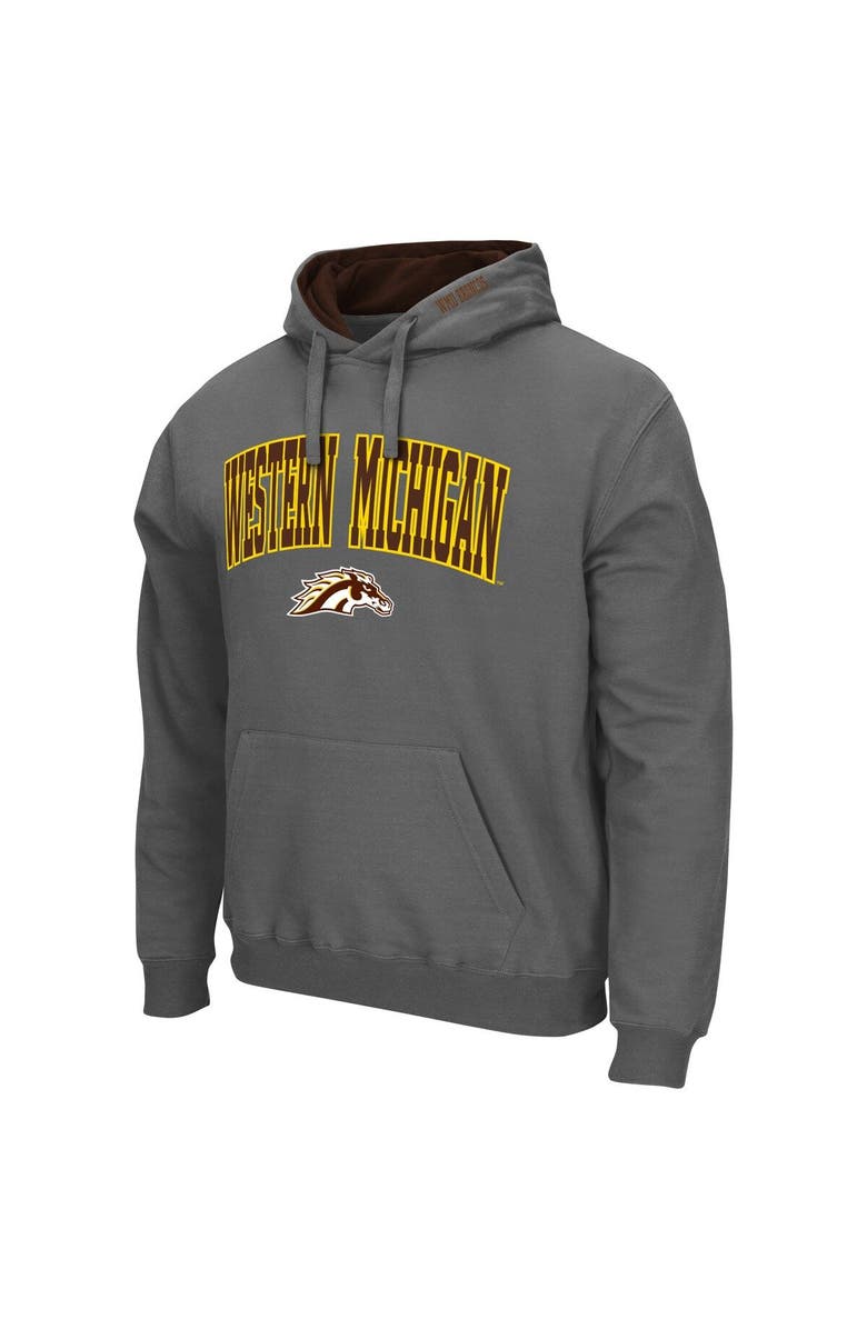 COLOSSEUM Men's Colosseum Charcoal Western Michigan Broncos Arch & Logo 3.0 Pullover Hoodie, Alternate, color,
