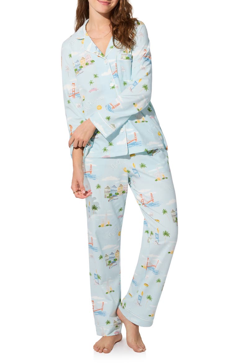 Print Jersey Pajamas, Alternate, color, CITY BY THE BAY