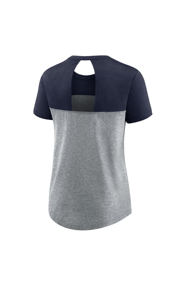 Nike Women's Nike Heathered Charcoal/Navy New England Patriots Wordmark Keyhole Fashion Tri-Blend T-Shirt, Alternate, color, 