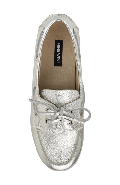 Shop Nine West Yacht Boat Shoe In Silver