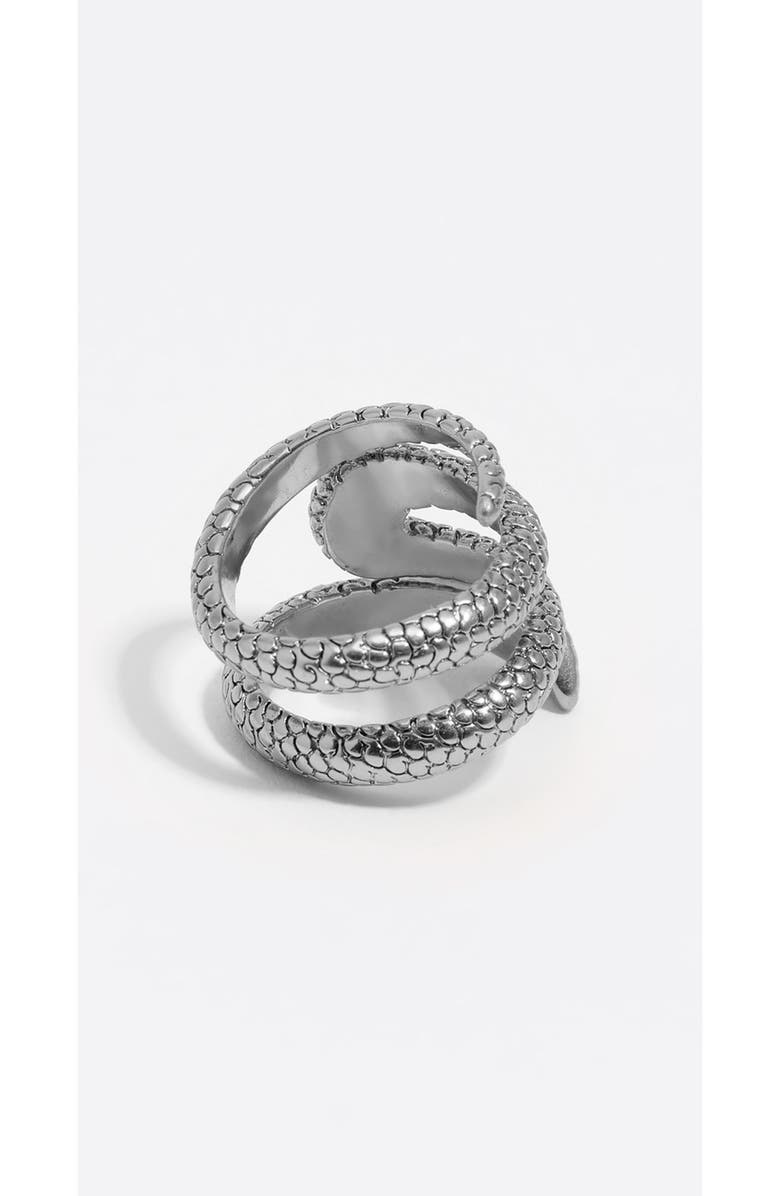 Bimba y Lola Textured Snake Spiral Ring, Alternate, color, Dark Silver