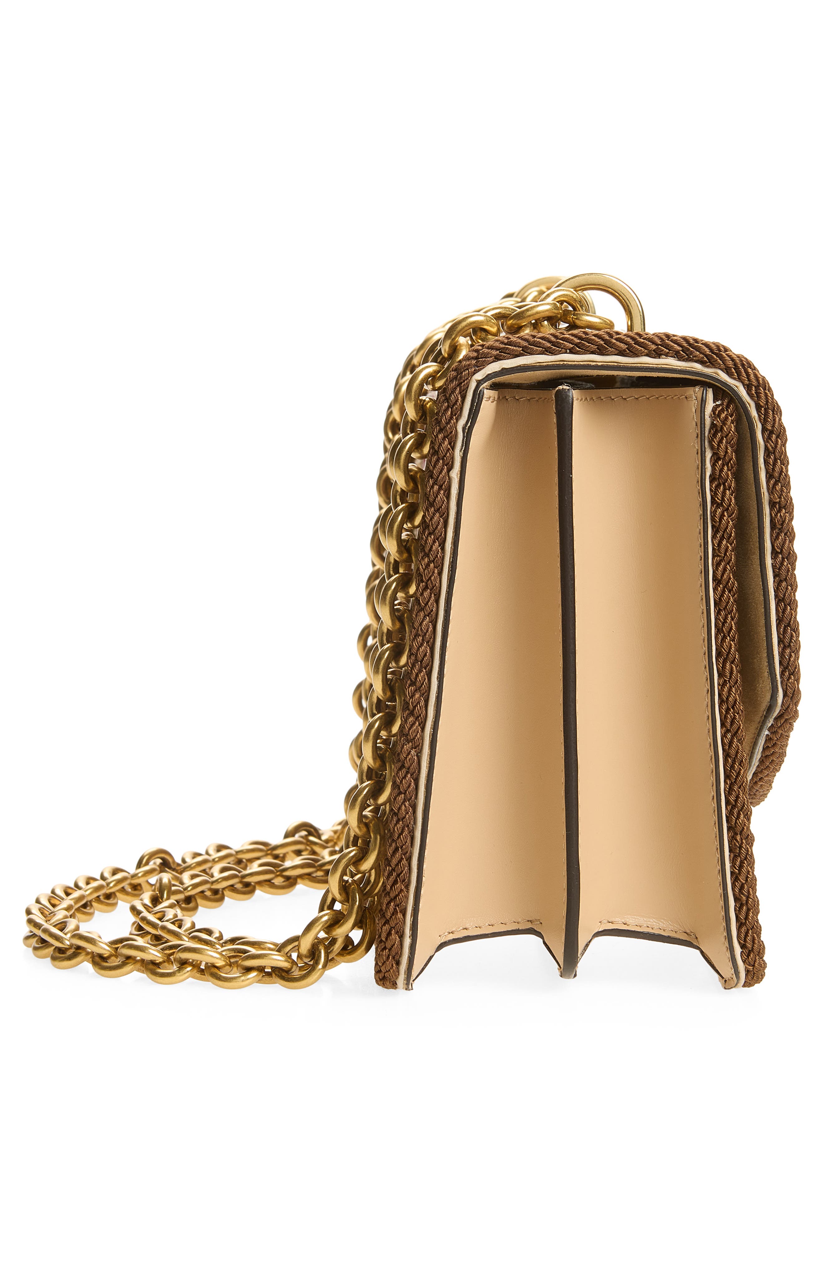 VLogo Embroidered Silk Shoulder Bag, Alternate, color, BEIGE MULTI