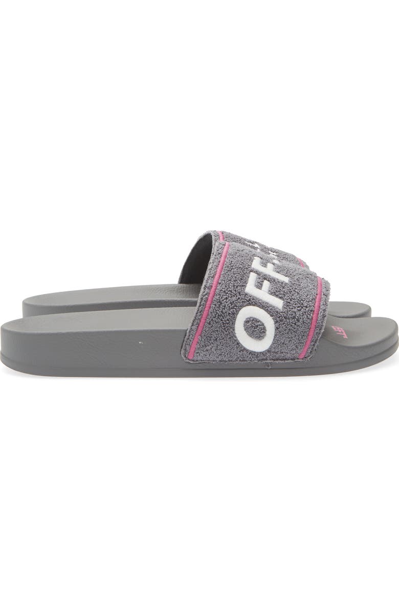 Off-White Towel Embroidered Slide Sandal, Alternate, color,
