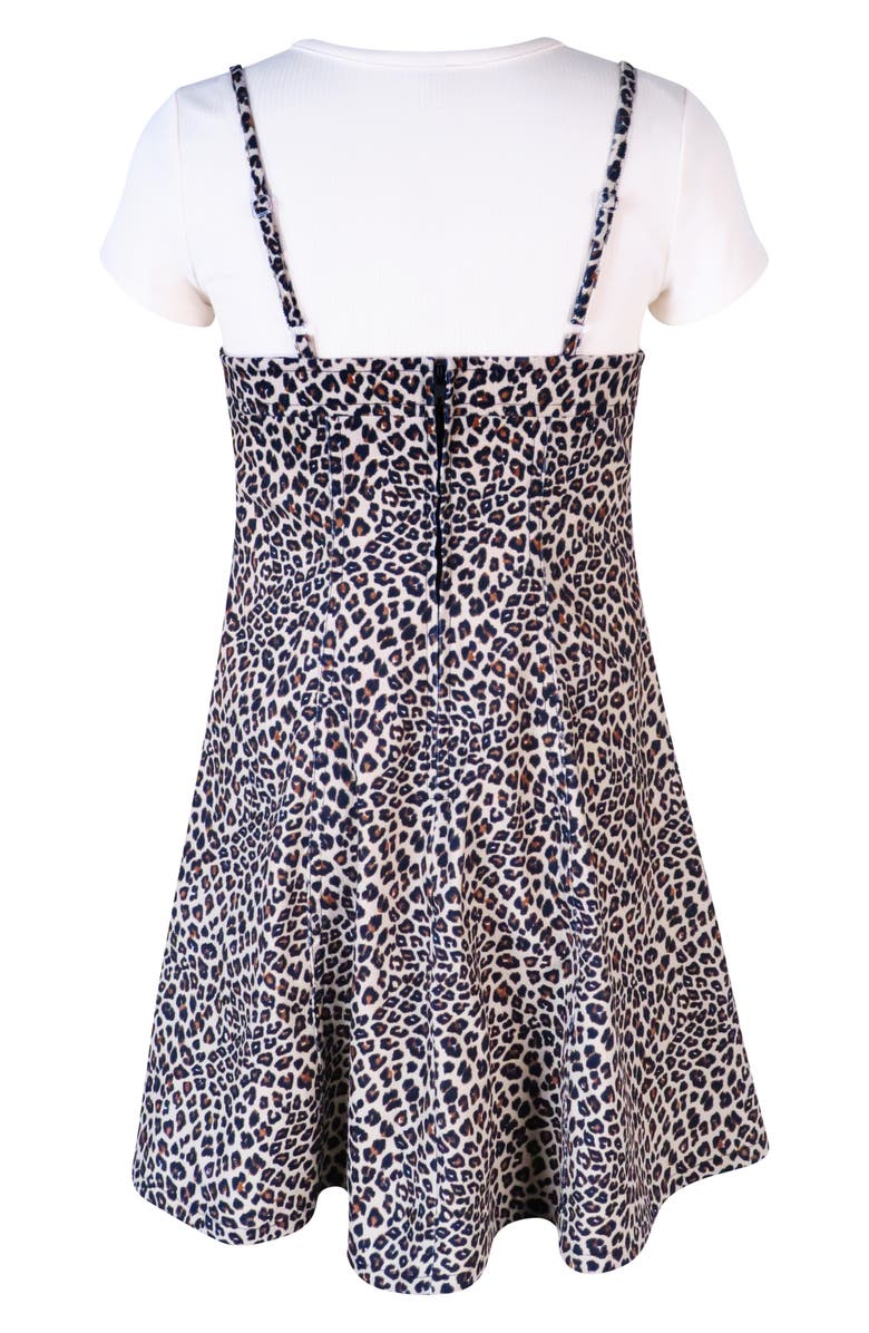 Zunie Kids' Animal Print T-Shirt Dress, Alternate, color, Brown/ Black