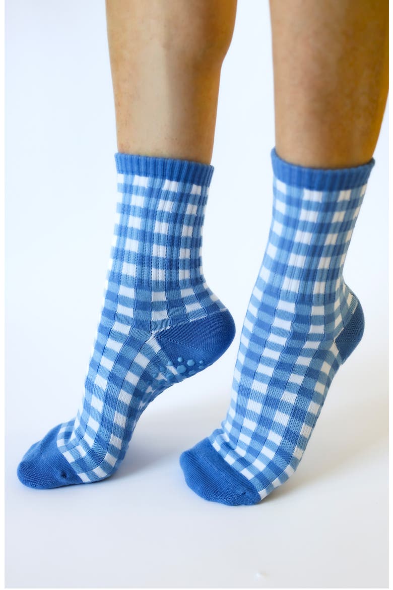Martha's Vineyard Nonslip Grip Crew Socks, Alternate, color, HYDRANGEA BLUE/ WHITE/ BLUSH