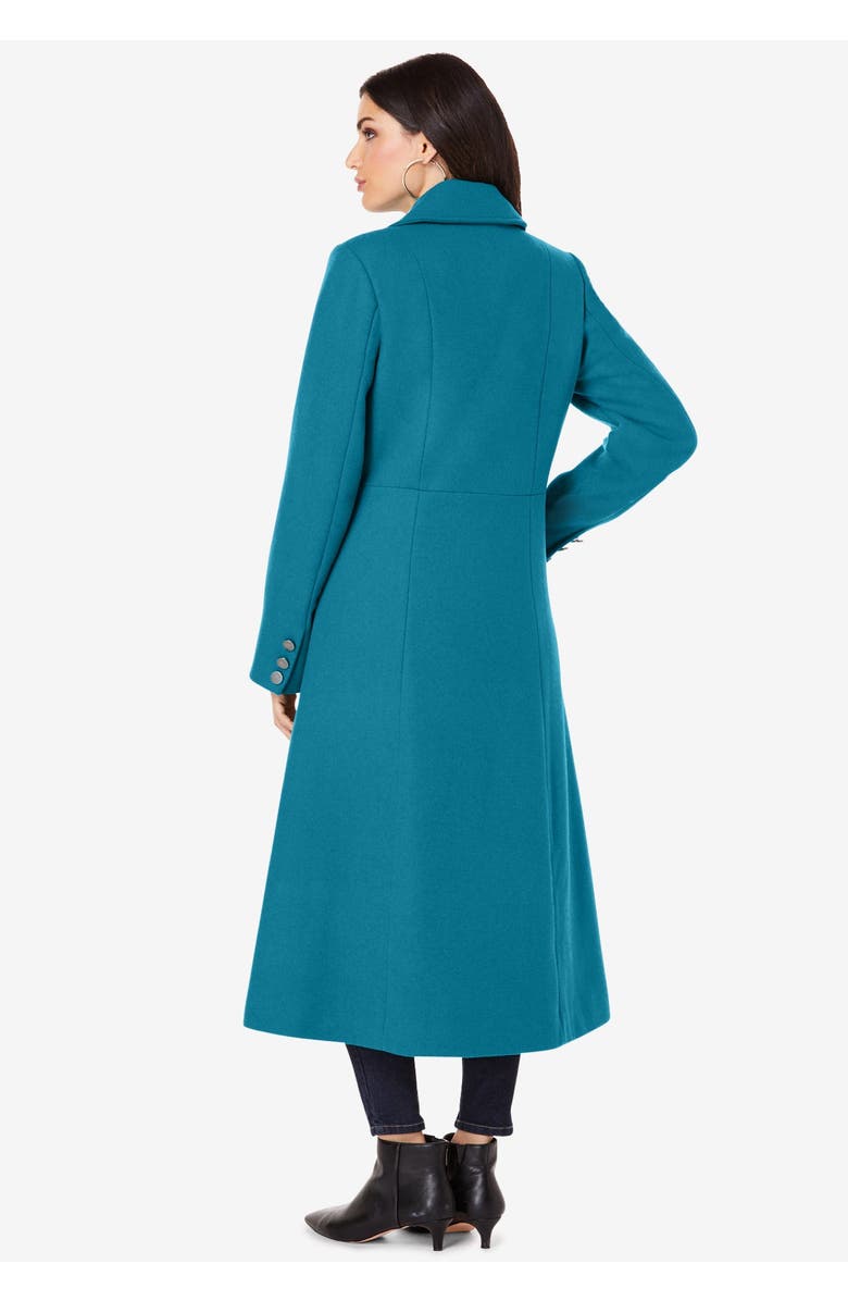 Roaman's Plus Size Long Tailored Wool Blend Coat, Alternate, color, Deep Teal