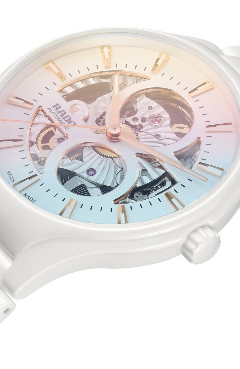 RADO True Automatic Open Heart Bracelet Watch, 40mm, Alternate, color, White