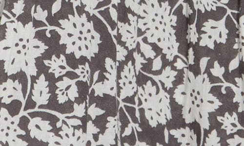 Lucky Brand Mix Floral Print Flutter Sleeve Cotton Top In Gray