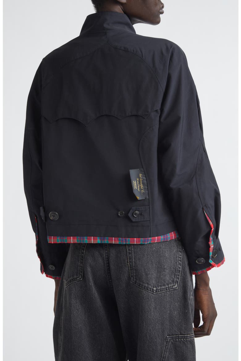 Tartan Trim Wavy Zip Jacket, Alternate, color, DARK NAVY