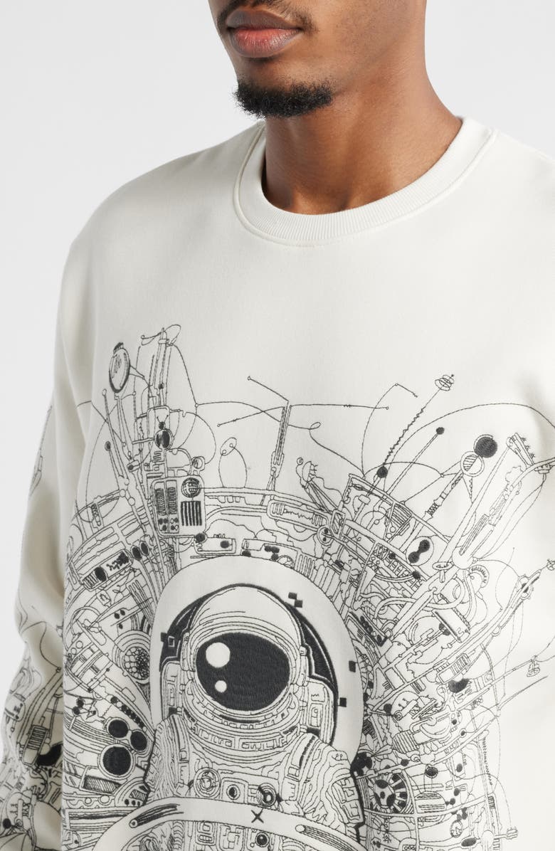 Billionaire Boys Club BB Effigy Crewneck Sweatshirt, Alternate, color, Whisper White