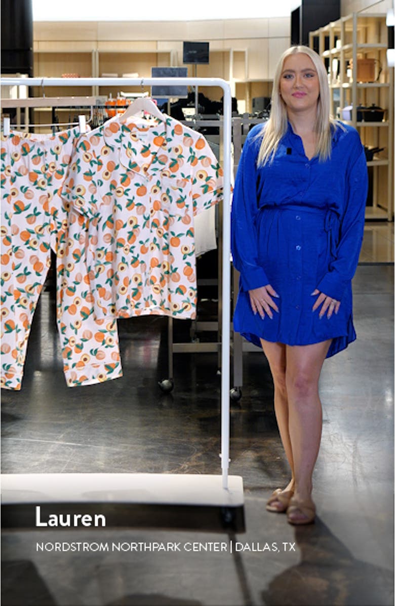 Print Stretch Organic Cotton Jersey Crop Pajamas, sales video thumbnail