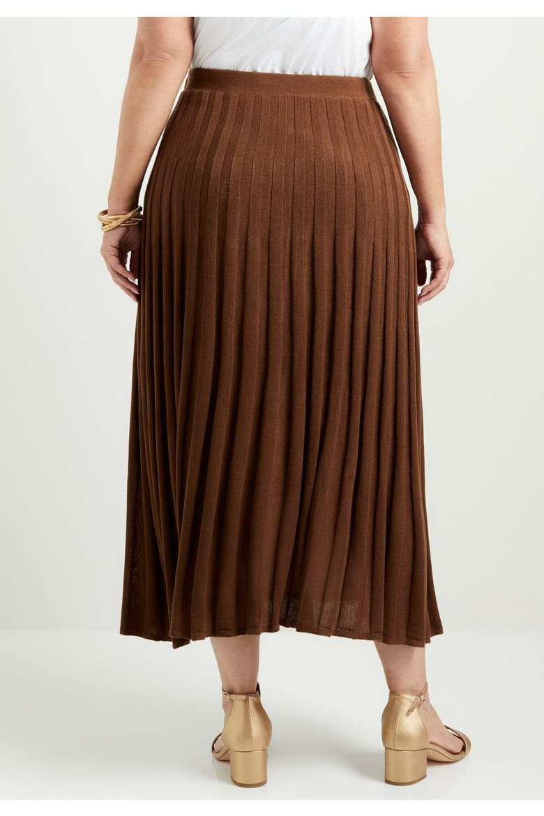 Pleated Midi Skirt, Alternate, color, COCOA BROWN