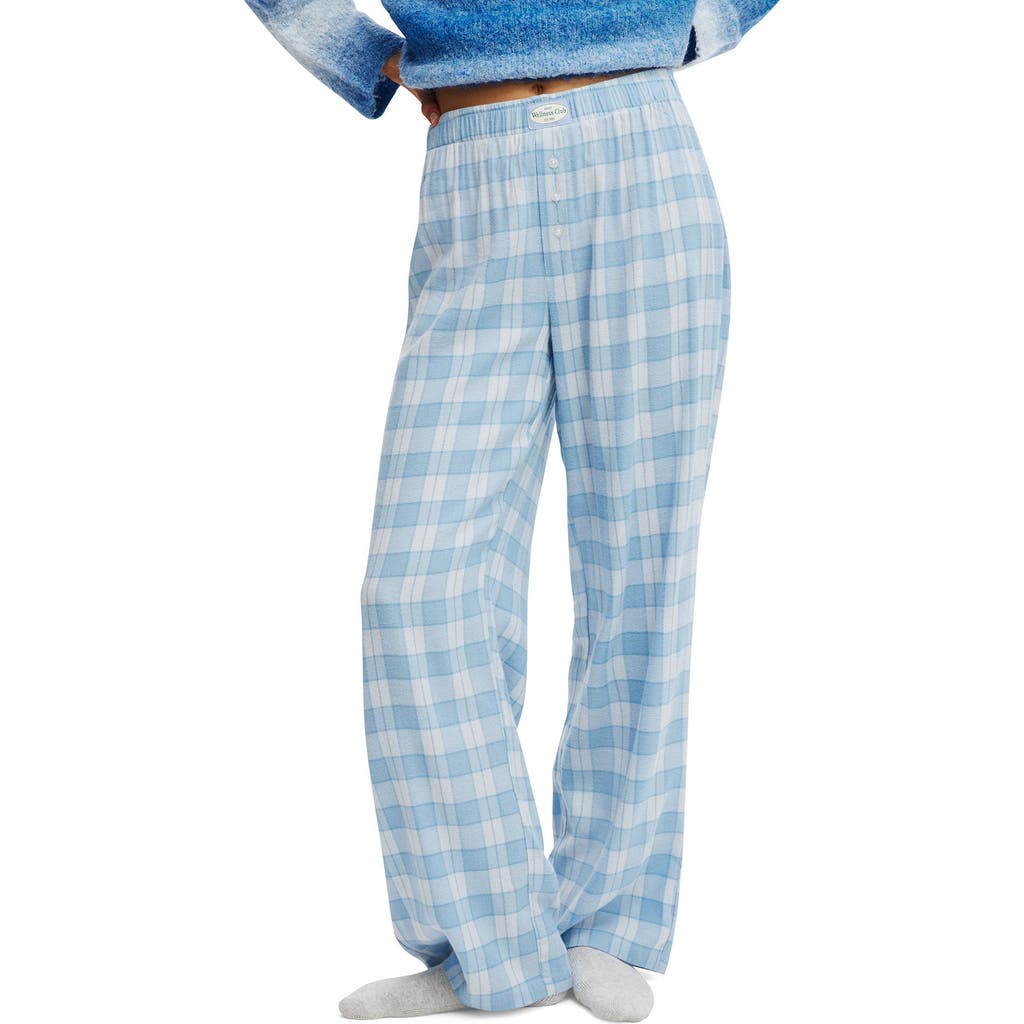 Cotton On Body Flannel Wide Leg Pant In Blue