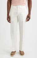 Berle Flat Front Slub Linen Chambray Dress Pants
