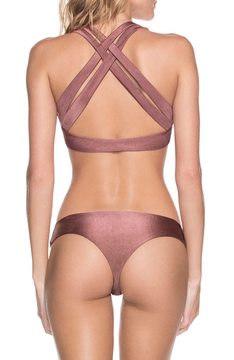 Maaji Shimmering Cognac Reversible Bikini Top, Alternate, color,