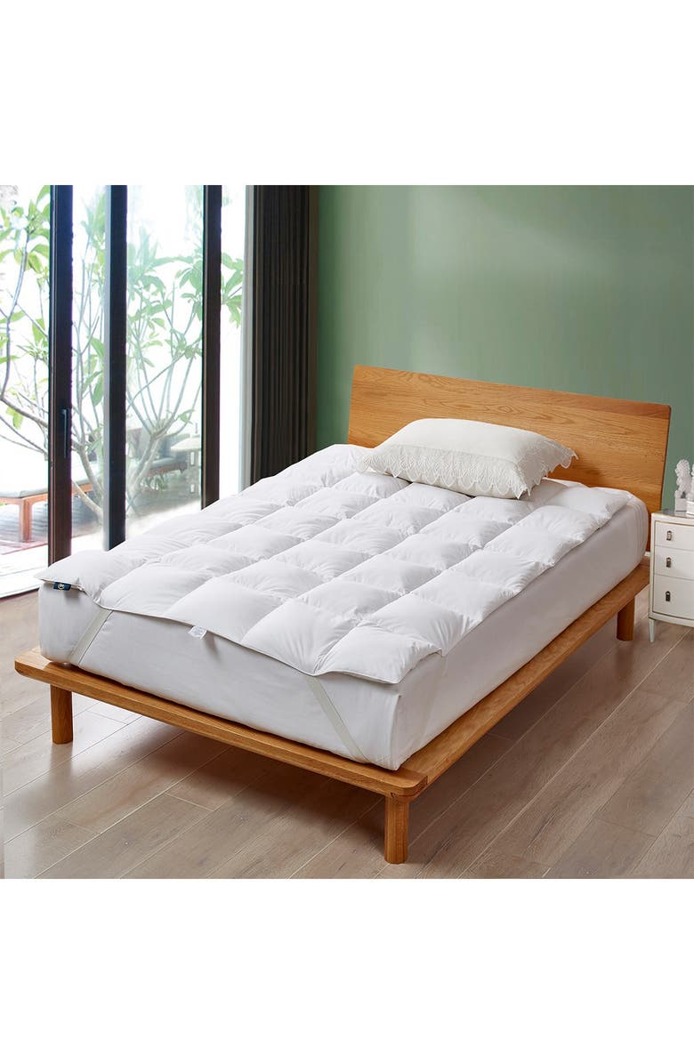 BLUE RIDGE HOME FASHIONS Serta Goose Feather & Down Fiber Featherbed - Twin - White, Main, color, 