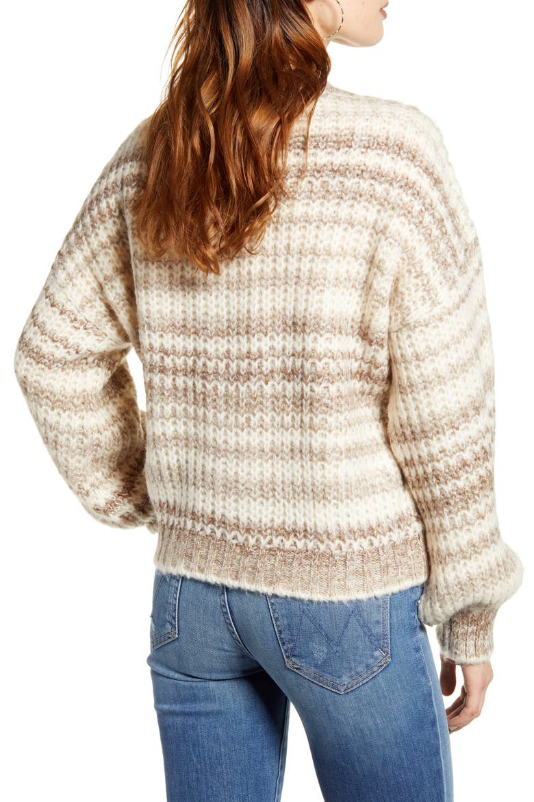 Leya Stripe Crewneck Sweater, Alternate, color, BIRCH