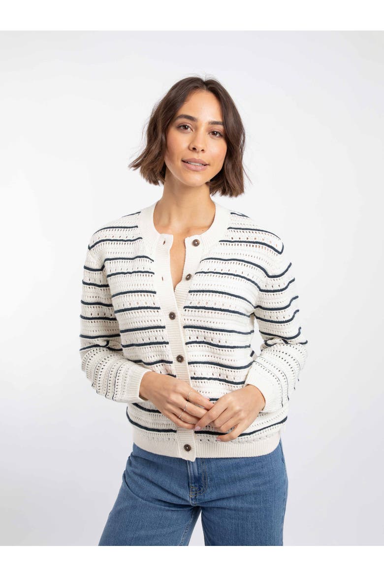Romilly Pointelle Striped Cardigan, Main, color, Light Cream