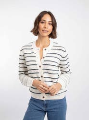 Weird Fish Romilly Pointelle Striped Cardigan