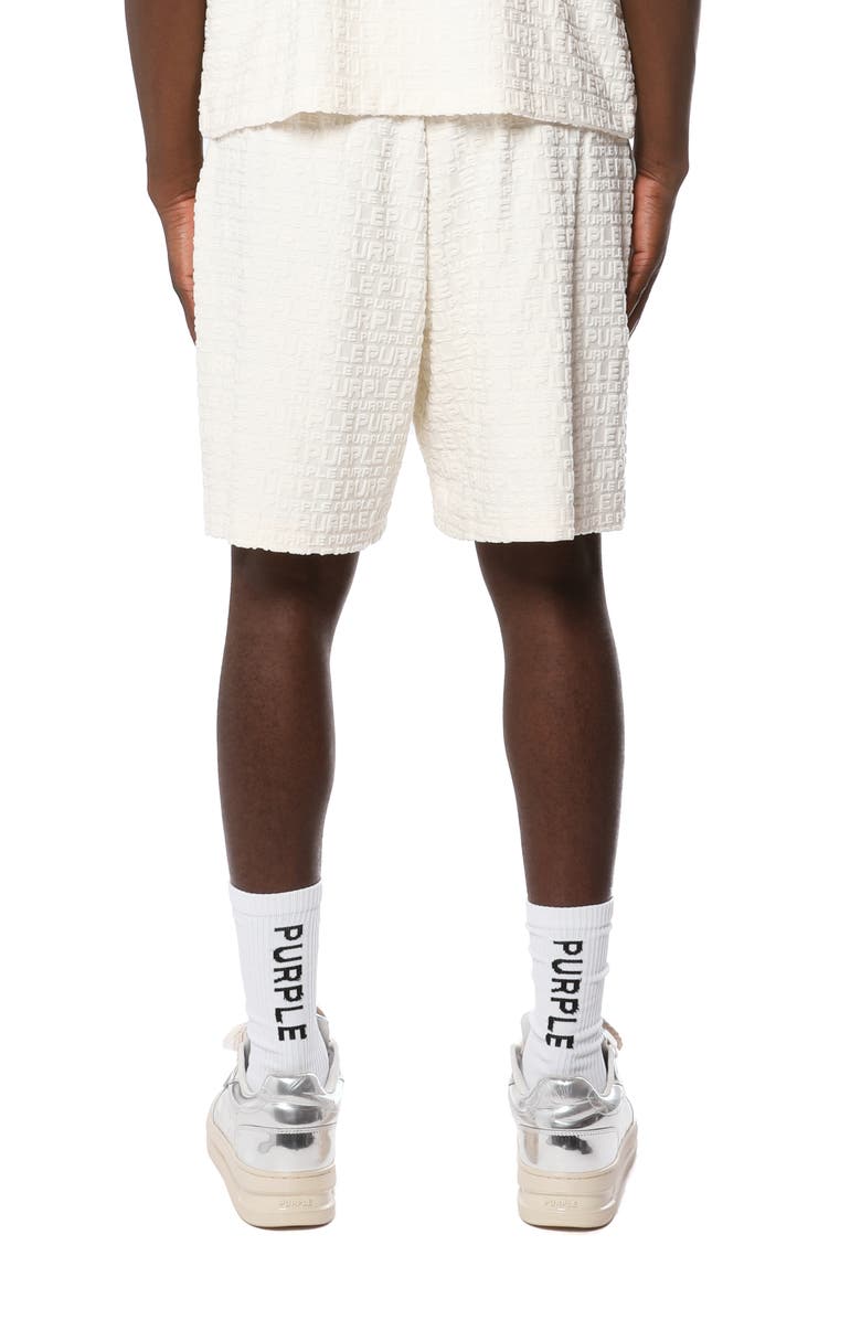 PURPLE BRAND Terry Cloth Jacquard Drawstring Shorts, Alternate, color, Off White