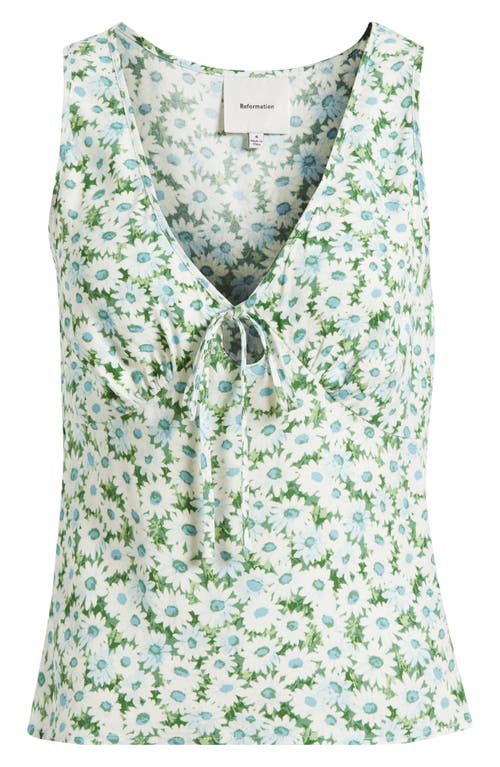 Reformation Miri Keyhole Babydoll Top In Green