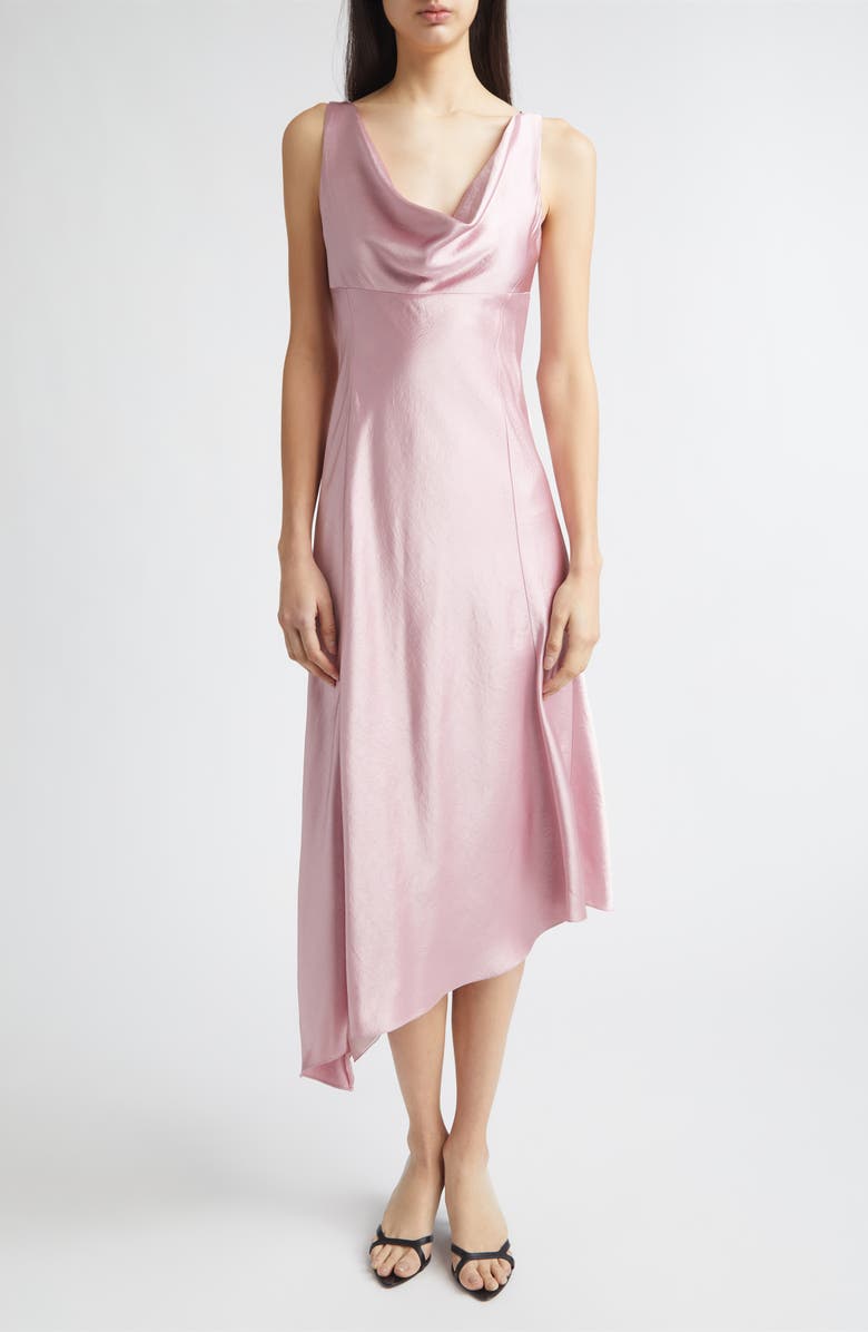 Jason Wu Collection Washed Satin Asymmetric Bias Cut Dress, Main, color, Peony