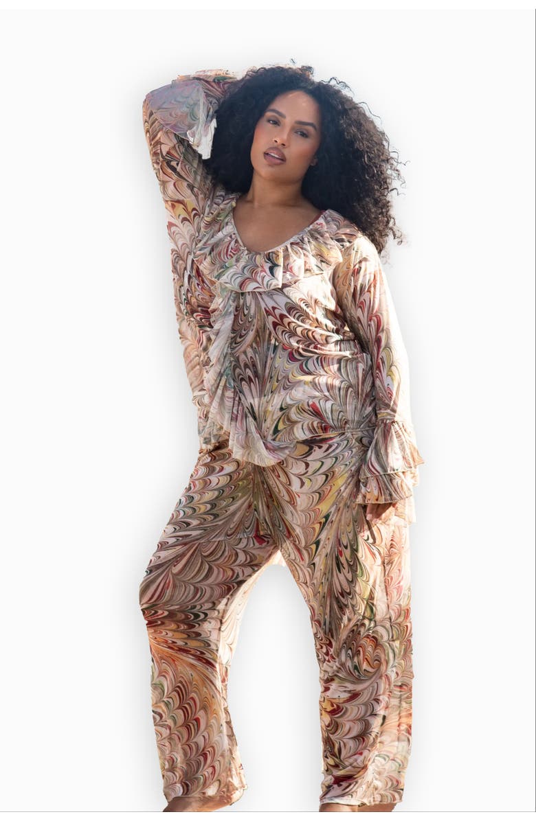 FASHION-SZN CURVE Curve Wide Leg Resort Trouser, Alternate, color, Beige