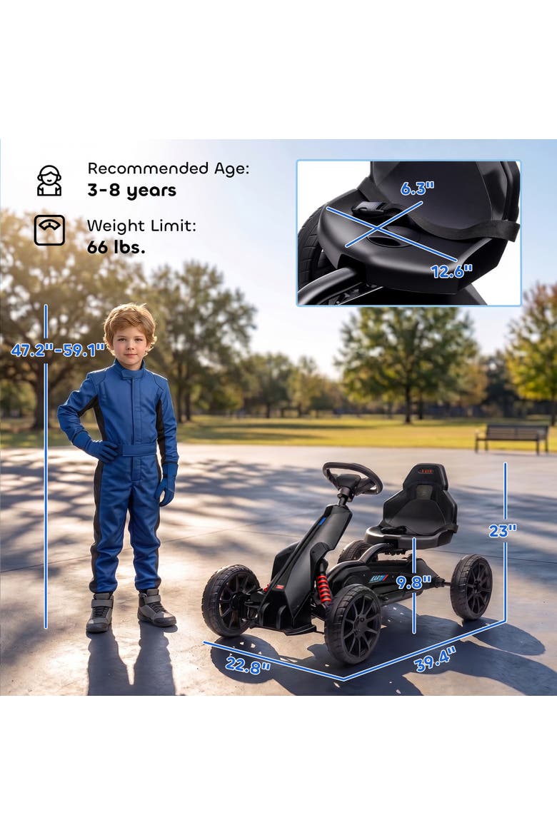 12V Kids Electric Go Kart with Forward Backward Drive Adjustable Speed, Alternate, color, Black