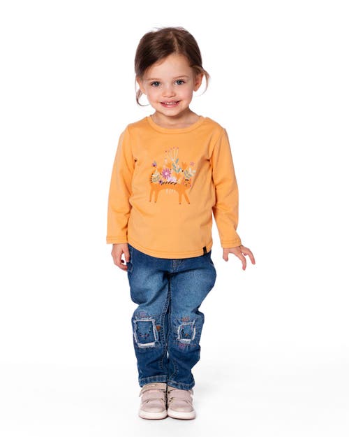 Deux Par Deux Organic Cotton T-shirt With Cat In Yellow