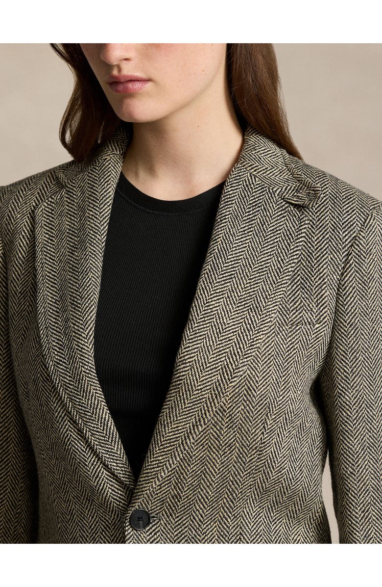 Polo Ralph Lauren Heritage Herringbone Blazer, Alternate, color, Black/Cream Herringbone