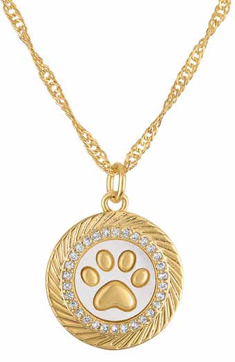 Cubic Zirconia Paw Print Pendant Necklace
