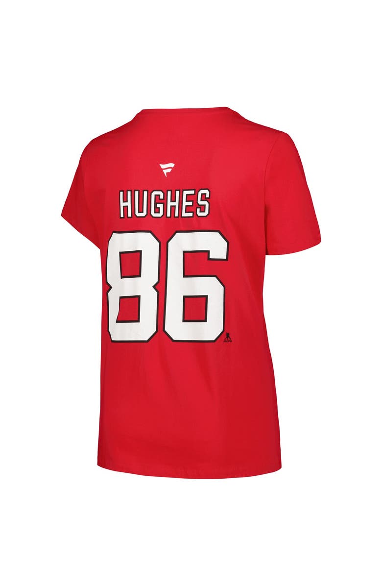 FANATICS Women's Fanatics Branded Jack Hughes Red New Jersey Devils Plus Size Name & Number T-Shirt, Alternate, color, Red