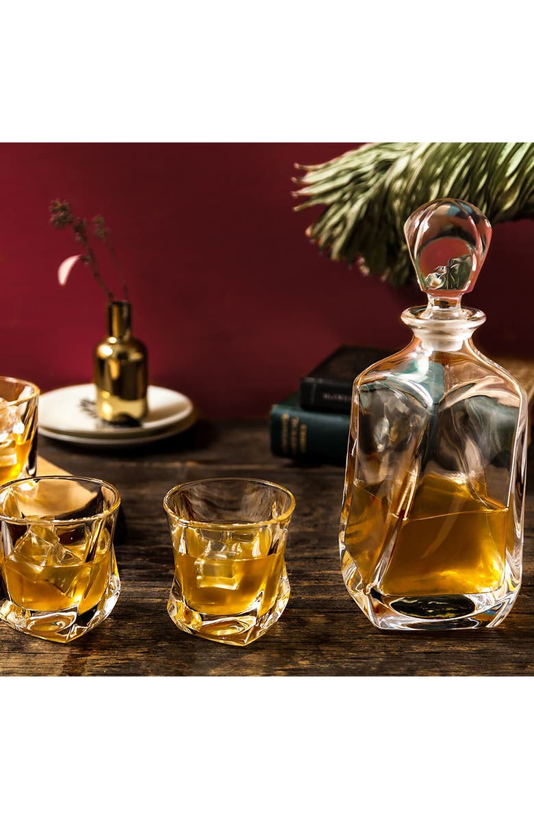JoyJolt Aurora Whiskey 5-Piece Crystal Set, Alternate, color, Clear