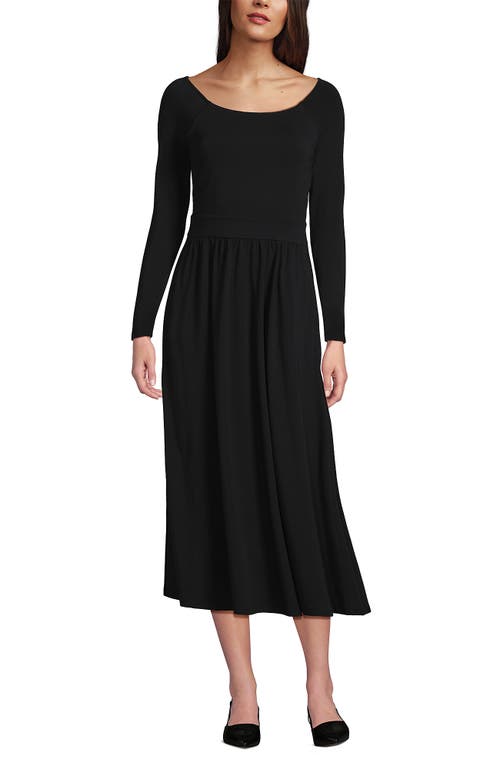 Lands' End Cotton Modal Off Shoulder Midi Dress In Black