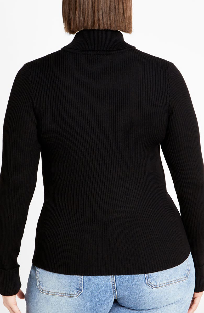 City Chic Kiki Rib Mock Neck Sweater, Alternate, color, Black