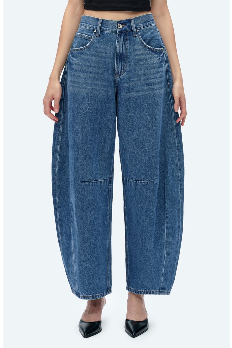 Darted Super High Waist Barrel Jeans, Main, color, STELLAR